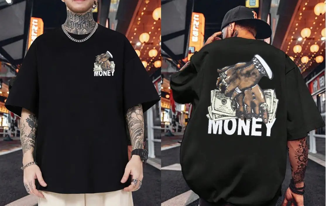 Printed Men Black T-Shirt (Cotton Blend)